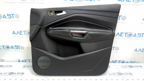 Front right door panel for Ford Escape MK3 2017-2019, black, black leather armrest, plastic insert, chrome handle, with handle, scratches