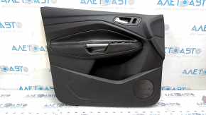 Front left door panel for Ford Escape MK3 2017-2019, black, black leather armrest, plastic insert, chrome handle, with handle, scratches