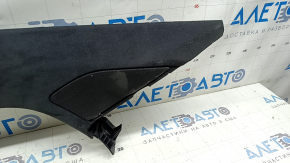 Tesla Model X 22-25 black Alcantara front pillar trim, left, scratches, scuffs, broken fasteners
