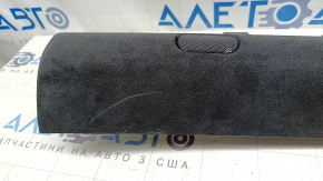 Tesla Model X 22-25 black Alcantara front pillar trim, left, scratches, scuffs, broken fasteners