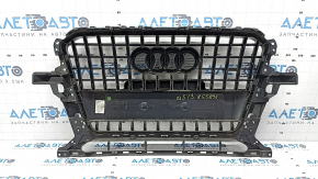 Radiator grille for Audi Q5 8R 13-17 restyling, without parking sensors, glossy, chrome, with quattro emblem, non-factory holes