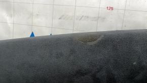 Tesla Model X 22-25 black Alcantara headliner with speaker grilles, creases, scratches, and scuffs