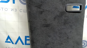 Tesla Model X 22-25 black Alcantara headliner with speaker grilles, creases, scratches, and scuffs