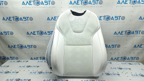 Tesla Model X 22-25 passenger seat back upholstery, white leather, heated, ventilated, dry-cleanable, cushion shot