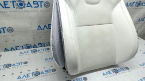 Tesla Model X 22-25 passenger seat back upholstery, white leather, heated, ventilated, dry-cleanable, cushion shot