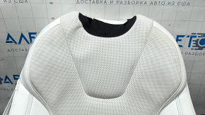 Tesla Model X 22-25 passenger seat back upholstery, white leather, heated, ventilated, dry-cleanable, cushion shot