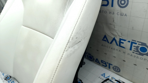 Tesla Model X 22-25 passenger seat back upholstery, white leather, heated, ventilated, dry-cleanable, cushion shot