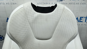 Tesla Model X 22-25 driver's seat back upholstery, white leather, heated, ventilated, dry-cleanable
