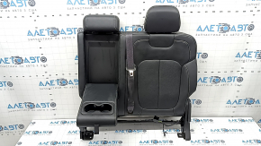 Left rear seat backrest, 2nd row, Jeep Grand Cherokee WL 22-25, black leather, gray stitching, perforated, seat belt, and heating, tear on the backrest