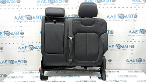 Left rear seat backrest, 2nd row, Jeep Grand Cherokee WL 22-25, black leather, gray stitching, perforated, seat belt, and heating, tear on the backrest