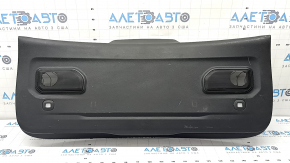 Jeep Grand Cherokee WL 22-25 black lower tailgate trim for speakers, with lamps, broken fasteners, worn, whitened plastic