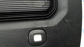 Jeep Grand Cherokee WL 22-25 black lower tailgate trim for speakers, with lamps, broken fasteners, worn, whitened plastic