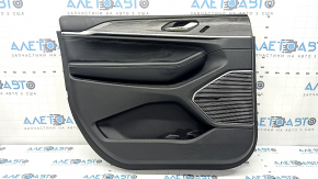 Door trim panel front left complete Jeep Grand Cherokee WL 21-25 black, ALPINE, with backlight, insert black leather, armrest black nappa leather, gray stitching, molding under the tree with chrome, p