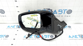 Left side mirror assembly for Jeep Grand Cherokee WL 21-25, 8+9 pins, turn signal, heated, backlit, auto-folding, auto-dimming, BSM with chrome, gloss black, worn