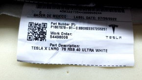 Tesla Model X 22-25 2nd row right seat back upholstery, white leather, dry cleaned, cushion shot