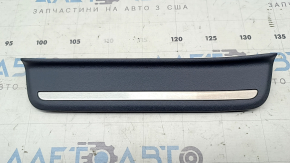 Outer rear left door sill plate for Kia EV6 22-24, black with chrome molding, minor scratches on chrome