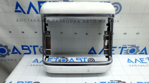 Tesla Model X 22-25 rear center console trim panel, white leather, with chrome molding, dry-cleanable