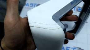 Tesla Model X 22-25 rear center console trim panel, white leather, with chrome molding, dry-cleanable
