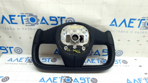 Tesla Model X 22-25 steering wheel, black leather, Plaid, tears in the leather, scuffs, scratches on the plastic