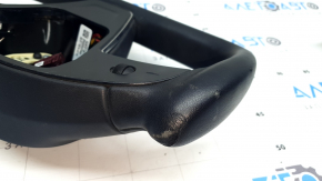 Tesla Model X 22-25 steering wheel, black leather, Plaid, tears in the leather, scuffs, scratches on the plastic