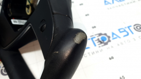 Tesla Model X 22-25 steering wheel, black leather, Plaid, tears in the leather, scuffs, scratches on the plastic