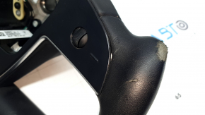 Tesla Model X 22-25 steering wheel, black leather, Plaid, tears in the leather, scuffs, scratches on the plastic