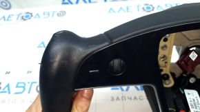 Tesla Model X 22-25 steering wheel, black leather, Plaid, tears in the leather, scuffs, scratches on the plastic