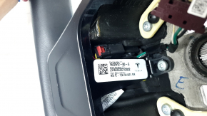 Tesla Model X 22-25 steering wheel, black leather, Plaid, tears in the leather, scuffs, scratches on the plastic