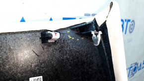 Tesla Model X 22-25 lower right center pillar trim, black with white leather, needs cleaning, broken mount