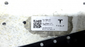 Tesla Model X 22-25 center pillar trim, upper left, black Alcantara, scuffed