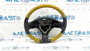 Lexus RX300 RX330 RX350 RX400h 04-09 bare steering wheel, black leather, with wood, with overlays, scratches, worn