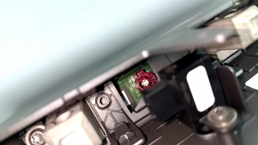 Tesla Model 3 18-inch display, navigation, and temperature sensor, with white edges.