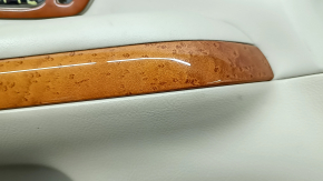 Door trim, front left, Lexus RX300 RX330 RX350 RX400H 04-09, beige, with beige insert, beige leather armrest, glossy wood molding, with wood film, with handle, with pocket, scratches