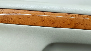 Door trim, front left, Lexus RX300 RX330 RX350 RX400H 04-09, beige, with beige insert, beige leather armrest, glossy wood molding, with wood film, with handle, with pocket, scratches