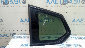 Rear left window, fixed glass, BMW X3 F25 11-17, tinted, gloss black, seal torn