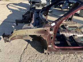 Front left quarter panel of a 16-20 Kia Optima on the body, burgundy