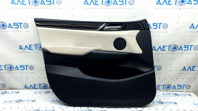 Front left door trim card BMW X3 F25 11-17 black, insert leather elfenbein-weiss with red stitching, insert under the wood, in need of cleaning, scratches