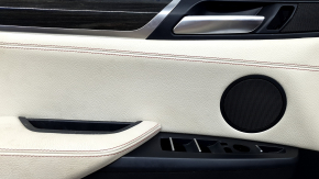Front left door trim card BMW X3 F25 11-17 black, insert leather elfenbein-weiss with red stitching, insert under the wood, in need of cleaning, scratches