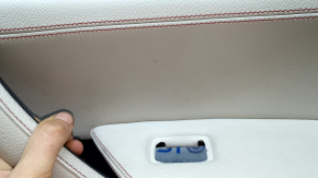 Front right door panel for BMW X3 F25 11-17, black, Elfenbein-Weiss leather insert with red stitching, wood-like insert, needs cleaning, scratches
