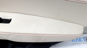 Door trim panel, rear right, BMW X3 F25 11-17, black, elfenbein-weiss leather insert with red stitching, no curtain, scratches, needs cleaning