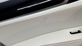 Door trim, rear left, BMW X3 F25 11-17, black, elfenbein-weiss leather insert with red stitching, no curtain, scratches, needs cleaning