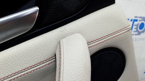 Door trim, rear left, BMW X3 F25 11-17, black, elfenbein-weiss leather insert with red stitching, no curtain, scratches, needs cleaning