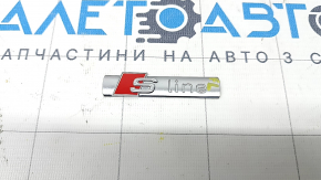 S-Line emblem on the front left wing of the Audi A6 C8 19-25