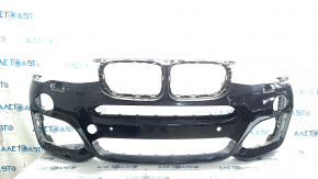 Bare front bumper BMW X3 F25 15-17 M-Sport, black 416, scratches, scuffs, broken fasteners