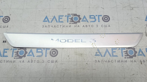 Tesla Model 3 18" front left outer door sill plate - chrome, scratches, dents