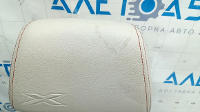 Front left headrest BMW X3 F25 11-17, Elfenbein-Weiss leather with red stitching, Sport, electric, dented, dry-cleanable