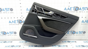 Door trim panel rear right complete Audi A6 C8 19-21 dark gray under the curtain, insert black Alcantara, armrest brown leather, upper leather dark gray, molding chrome with backlight, Bang & Olu