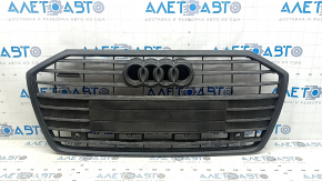 Radiator grille assembly for Audi A6 C8 19-23 with parking sensors and no radar, matte black with chrome, painted, scratches