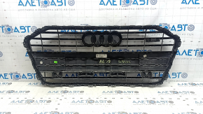 Radiator grille assembly for Audi A6 C8 19-23 with parking sensors and no radar, matte black with chrome, painted, scratches