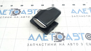 Audi A6 C8 19-25 gear knob, dark gray leather with gray stitching, with overlay, worn, dented